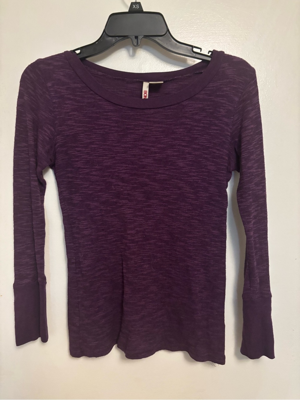 BONGO Purple Long Sleeve Scoop Neck Knit Top